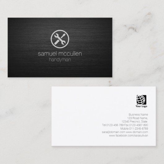 ハンドマニー修理ツールアイコンつや消しメタル技術 名刺 (正面/裏面)