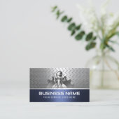 ハンドマニー自動修理サービスブルーメタル整備士 名刺 (スタンド正面)