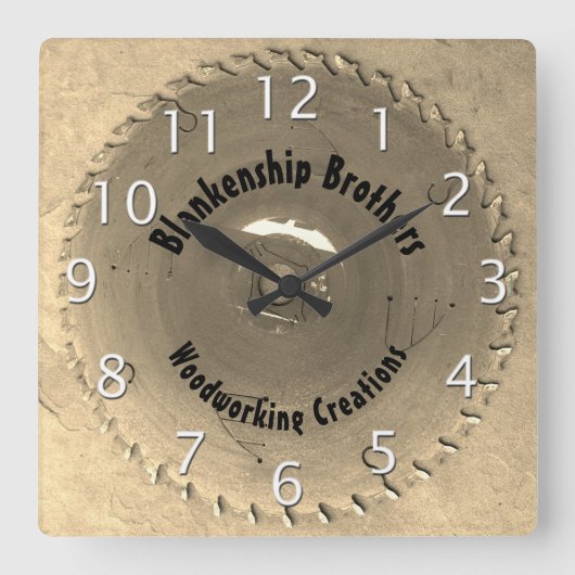 ハンドマンウッドワーキングレッドソーブレード名前をカスタムするスクー スクエア壁時計 (正面)