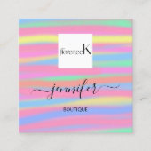 ハンドマンデイエローピンクカスタム抽象芸術QRロゴ スクエア名刺 (正面)