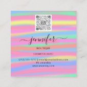 ハンドマンデイエローピンクカスタム抽象芸術QRロゴ スクエア名刺 (裏面)