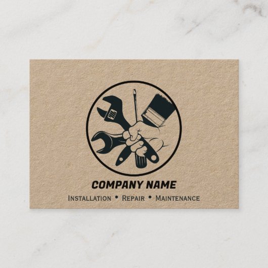 ハンドマンホームリビング修理サービスクラフトブラック 名刺 (正面)