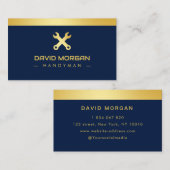 ハンドマン建築ロゴ海軍と金ゴールド 名刺 (正面/裏面)