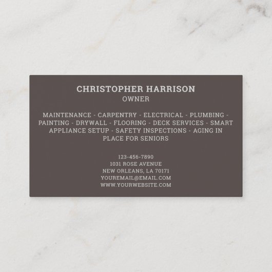 ハンドマン建築修理サービス金属鋼 名刺 (裏面)