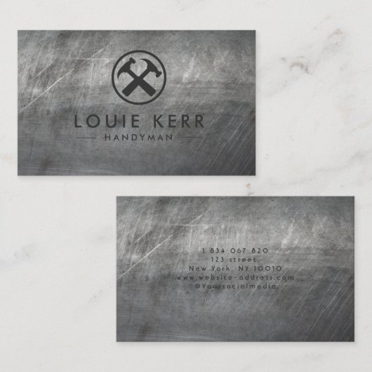 ハンドマン建築大工ツールフェイクメタル 名刺 (正面/裏面)