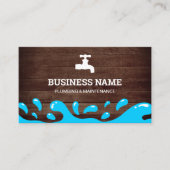 ハンドマン給水タップ素朴木製配管工 名刺 (正面)