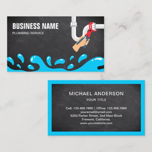 ハンドマン給水管黒板配管工 名刺 (正面/裏面)