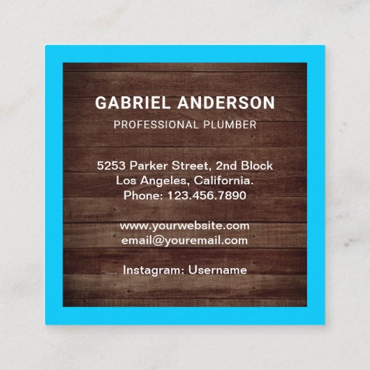 ハンドマン配管パイプレンチ木素朴製配管工 スクエア名刺 (裏面)