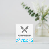 ハンドマン配管パイプレンチ白配管工 スクエア名刺 (スタンド正面)