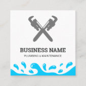 ハンドマン配管パイプレンチ白配管工 スクエア名刺 (正面)