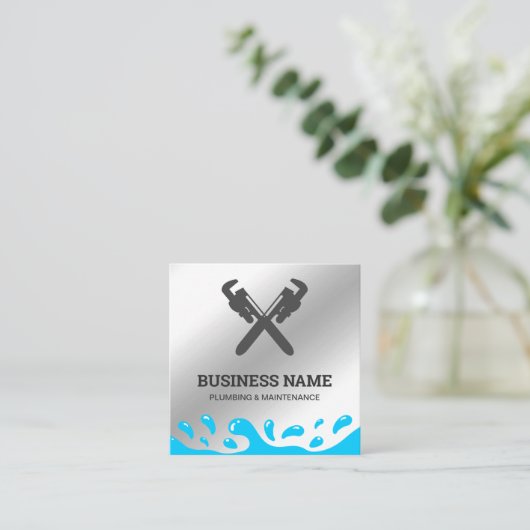 ハンドマン配管パイプレンチ金属製配管工 スクエア名刺 (スタンド正面)