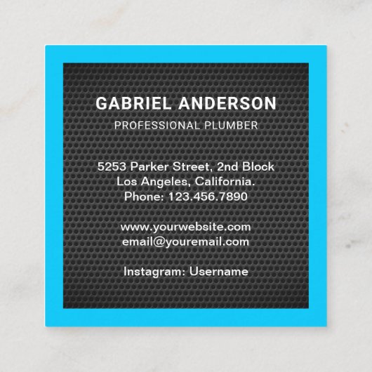 ハンドマン配管配管パイプレンチ黒メッシュ配管工 スクエア名刺 (裏面)