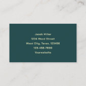 ハンドマ素朴イマンカーペンターティール(緑がかった色)カントリーウッドグレイン 名刺 (裏面)