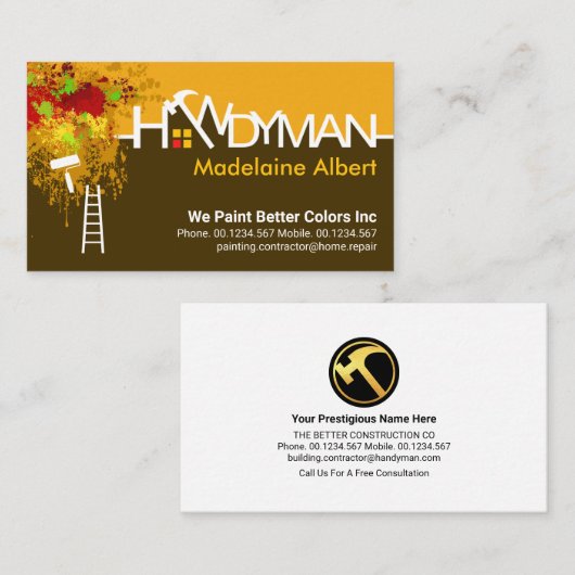 ハンドマ縁どイン修理の絵を描剥離 名刺 (正面/裏面)