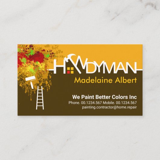 ハンドマ縁どイン修理の絵を描剥離 名刺 (正面)