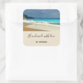 ハンドメイドとラヴターコイズブルーシートロピカル スクエアシール (バッグ)