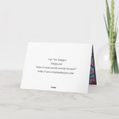 ハンドメイドのキルトの写真が付いている挨拶状 カード (裏面)