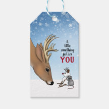ハンドメイドのクリスマスギフトタグ　鹿とねずみ