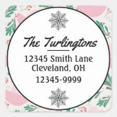 ハンドメイドのクリスマス鳩の平和差出人住所 スクエアシール (正面)