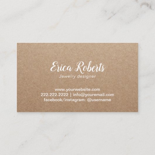 ハンドメイドのジュエリーのダイヤモンドのロゴエレガントなクラフト 名刺 (裏面)