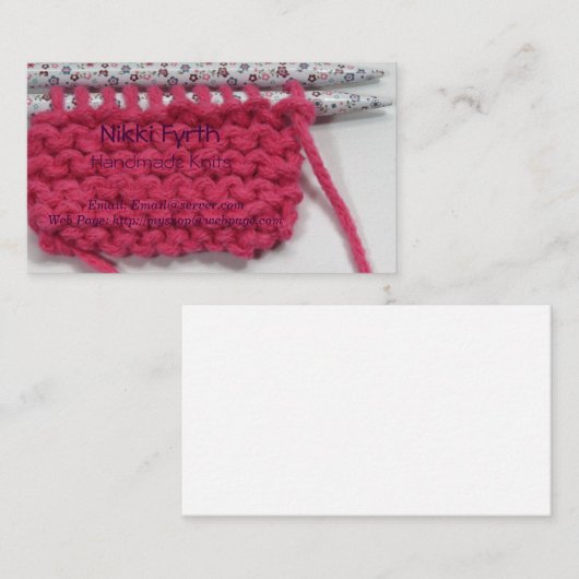 ハンドメイドのニットの名刺 プレイスカード (正面/裏面)