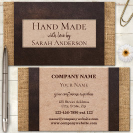 ハンドメイドのラップ革ダンボールクラフト 名刺