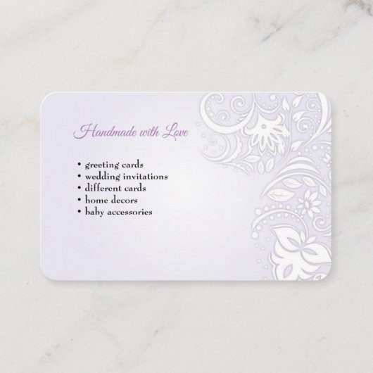 ハンドメイドの技術及び挨拶状 名刺 (裏面)