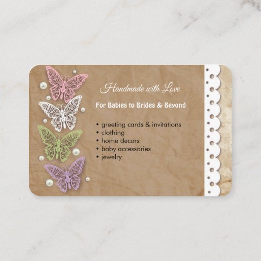 ハンドメイドの技術及び挨拶状 名刺 (裏面)