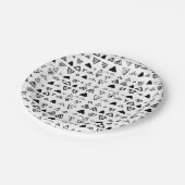 ハンドメイドの白黒のペンキのアズテック人パターン ペーパープレート (アングル)
