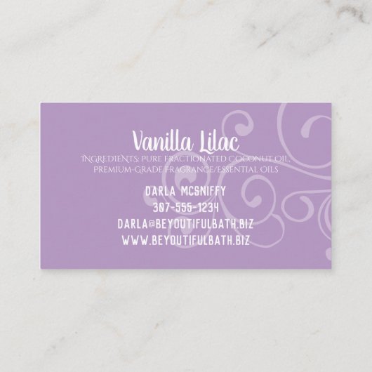 ハンドメイドの石鹸の浴室のにおいの名刺 名刺 (裏面)