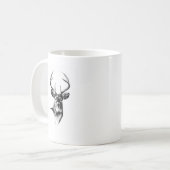 ハンドメイドの自然を引く旧式な雄鹿の芸術 コーヒーマグカップ (正面左)