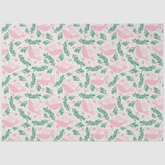 ハンドメイドクリスマス鳩のピースオリーブの枝 薄葉紙 (正面)