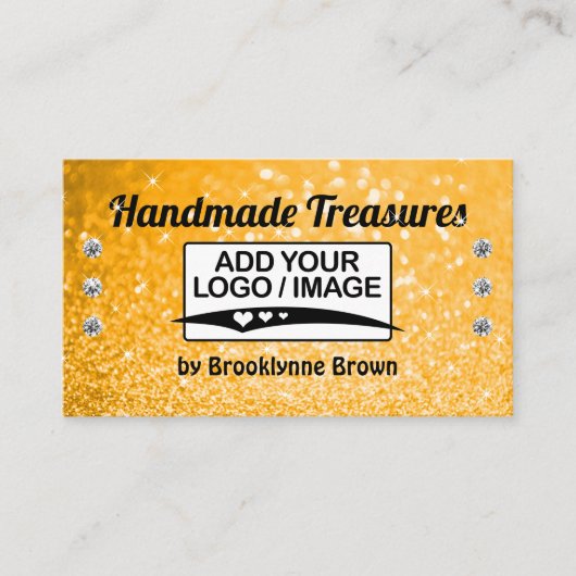 ハンドメイドゴールデングリッタースタイリッシュテンプレート 名刺 (正面)