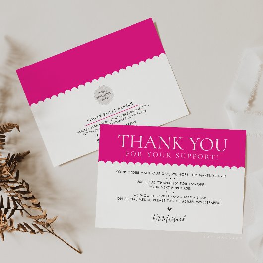 ハンドメイドサンキュープロフェッショナルかわいい暗い赤紫色ピンク サンキューカード