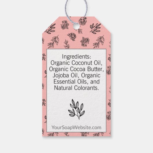 🧼🌿 🌹 ハンドメイドソープ用 ブッシュ フローラル ギフトタグ (裏面)