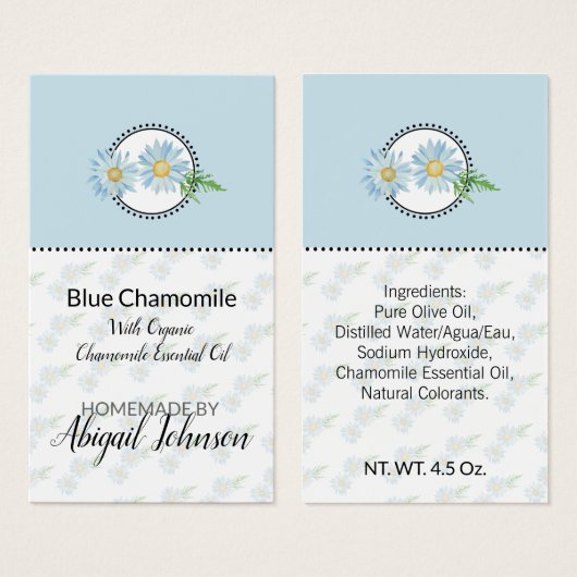 ハンドメイドバス＆ボディーブルーチャモミール ギフトタグ (正面&裏面)