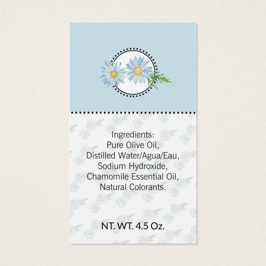 ハンドメイドバス&ボディーブルーチャモミール ギフトタグ (裏面)