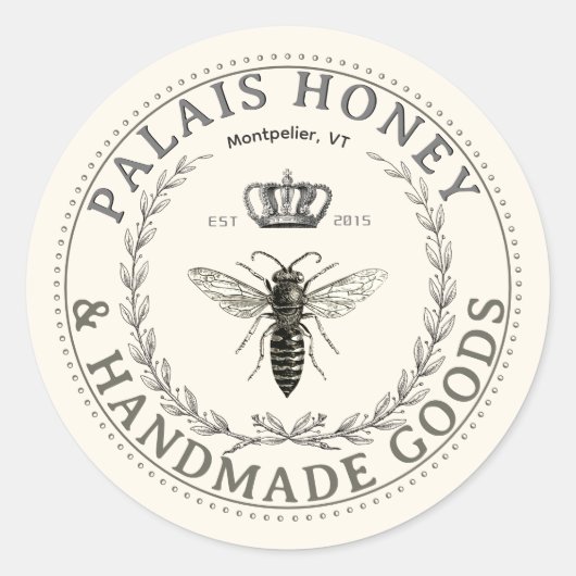 ハンドメイドプロダクツapiaryハニークイーンリースクラウン ラウンドシール (正面)