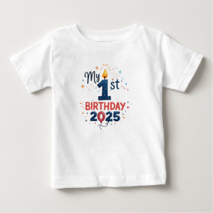 ハンドメイドベイビーボーイ 2025年1歳誕生日衣装 ベビーTシャツ