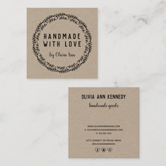 ハンドメイドラブクラフトエッツィホームクラフター スクエア名刺 (正面/裏面)