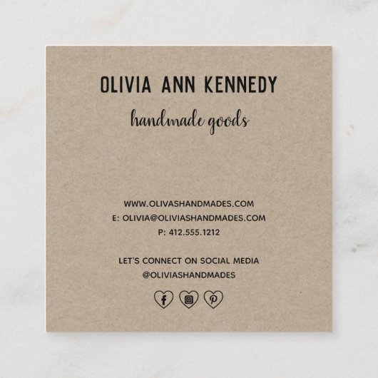 ハンドメイドラブクラフトエッツィホームクラフター スクエア名刺 (裏面)