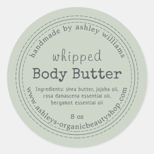ハンドメイド体バタオーガニックービジネスパステルグリーン ラウンドシール (正面)