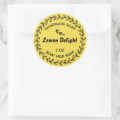 ハンドメイド石鹸 レモンイエローの田舎風リース ラウンドシール (バッグ)