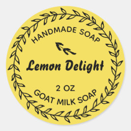 ハンドメイド石鹸 レモンイエローの田舎風リース ラウンドシール