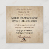 ハンドメイド素朴クラフト スクエア名刺 (裏面)