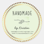 ハンドメイド素朴グリーンゴールデンフレーム ラウンドシール (正面)