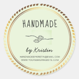 ハンドメイド素朴グリーンゴールデンフレーム ラウンドシール