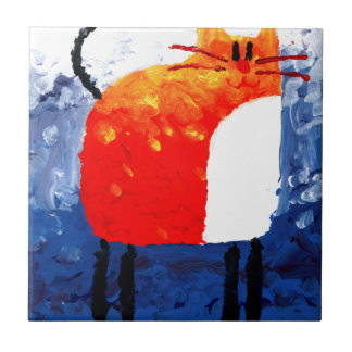 ハンドメイド絵画の芸術を引く猫のおもしろい タイル