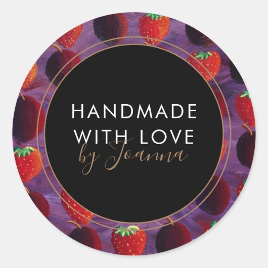 ハンドメイド製品ラベル いちご 果物ラベル ラウンドシール (正面)