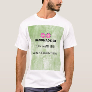 ハンドメイド製品 ビンテージ フラワー ゴールド ビジネス Tシャツ